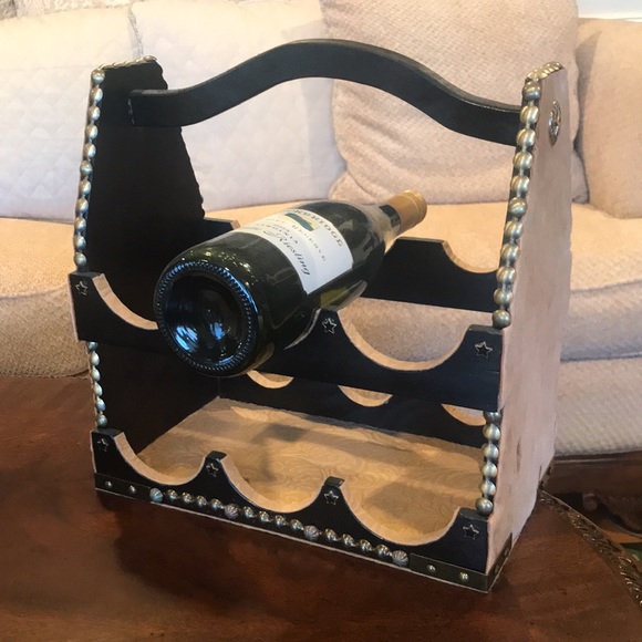 Artist Made Cowhide Southwestern Wine Rack - Picture 6 of 11